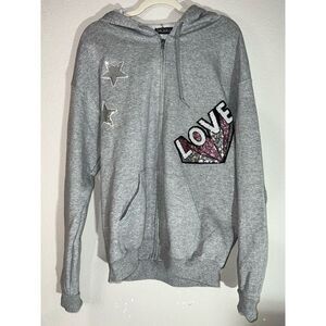 Sojara Love sequined zip up hoodie